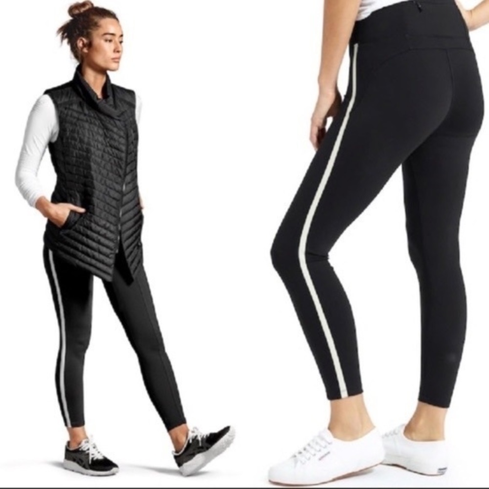 Athleta Metro side stripe Leggings size Large